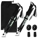 MSIHEY 2 Pcs Bastones de Senderismo, Bastones Trekking Plegable 110-130cm, Bastones Ultraligeros de Aleación de Aluminio para Senderismo Alpinismo Trail Viaje (Negro)
