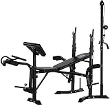 Banco auxiliar con mancuernas para fitness, banco de pesas ajustable con soporte para mancuernas, banco de pesas con cuerda, entrenamiento de fuerza multifuncional en el hogar