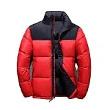 Mens Cotton Jacket Mens Warm Stand Up Collar Winter Jacket Mens Sport Colour Matching Cold Weather Jacket Mens Daily Wear Casual Jacket Simplicity B-Dark Red M