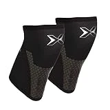 PICSIL Rodillera Neopreno Cross Training Hex Tech, 5/7mm, 2 Rodilleras Para Powerlifting y Halterofilia, Soporte Adicional en Áreas Afectadas por Peso Muerto, Sentadillas, Unisex (L, Negro 7mm)
