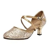 Zapatos Para Plantillas Mujer Sandalias de Baile Ortopédicas para Mujer Color Moda Lentejuelas Baile Baile Baile Latino Zapatos Zapatos Mujer Zapatos de Invierno, dorado, 38 EU Ancho