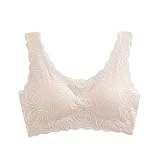 Pack de camiseta sexy sujetador de encaje recogido damas desmontable pecho acolchado chaleco estilo deporte ropa interior damas mira, beige, S
