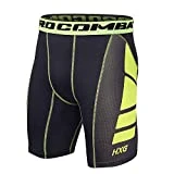 Hivexagon Pantalones Cortos de Compresión de Media Pierna para Deportes, Correr y Entrenamiento de Gimnasio SM008GNM