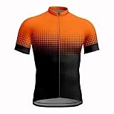 Beokeuioe Camiseta de ciclismo transpirable de verano para hombre, camiseta de ciclismo de manga corta, camiseta de ciclismo de secado rápido, para bicicleta de montaña, A naranja., XXXXL