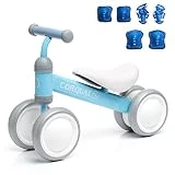 CORQUAT Pack correpasillos Bebe 1 año con Rodilleras y Coderas, Juguetes niños, Triciclo, Bicicleta sin Pedales, Andador Perfecto para Regalo (Celeste)