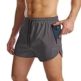 Suwangi Hombres Pantalónes Cortos de Deportivos 2 en 1 Secado Rápido Entrenamiento Fitness Gimnasio con Bolsillo Cremallera