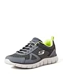 Skechers Track Bucolo, Zapatillas de Running Hombre, Charcoal & Black Leather/Mesh/Lime Trim, 42 EU