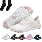 Hike Footwear Barefoot, Minimalist Trail Running Barefoot Shoes, Barefoot Shoes Women Wide Toe Box (White,42)