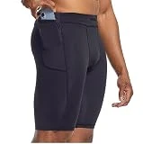 BaronHong Pantalones cortos de compresión deportivos para hombre, mallas para correr, leggings de capa base, pantalones cortos de entrenamiento, leggings de entrenamiento con bolsillo con cremallera,