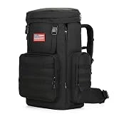 outdoor plus Mochila de mochilero, 60L/65L/70L/85L, impermeable, mochila Molle, para senderismo, caza, A1-70l/85l-negro, 70/85L
