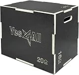 Yes4All Caja pliométrica de madera antideslizante 3 en 1 - Negro - 24 x 20 x 16