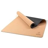High Pulse Esterilla de Yoga de Corcho (185 x 66) + cinturón de transporte - Esterilla antideslizante para yoga, pilates y fitness – 100% sostenible