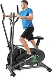 Neezee Entrenador de Cruz elíptica, máquina Cruzada Mejorada con Monitor LCD – 2 en 1 máquina de Entrenamiento de Bicicleta de Ejercicio Peso máximo 120 kg, con Resistencia magnética Ajustable