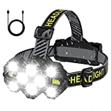 Linterna Frontal - 22000 Lúmenes Linterna Frontal LED Recargable Súper Brillante 10 Faros LED 10 Modos de Ajuste Batería de Larga Duración para Campar Pesca Ciclismo Senderismo IPX4 Prueba de Agua