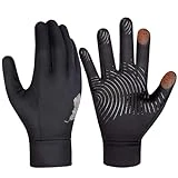Atarni Guantes de Ciclismo para Hombre Mujer - Guantes de Pantalla Táctil Antideslizantes Transpirables Cálidos Guantes de Invierno para Exteriores Correr Escalar Fitness Ciclismo Negro L