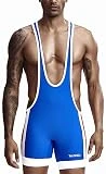 AIEOE Maillot de lucha libre para hombre, traje de lucha libre, camiseta deportiva, mono atlético, levantamiento de pesas, bodysuit de una pieza, azul oscuro, XL