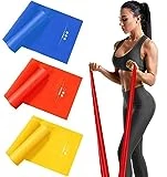 Haquno Bandas Elasticas Fitness[Set de 3] 1.5M /1.8M /2M,Cintas Elasticas con 3 Niveles de Resistencia, Pilates, Crossfit, Estiramientos, Musculacion, Piernas, Brazos, Fuerza