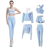 FRECINQ Conjuntos Deportivos para Mujer 5 Piezas Suave Transpirable Cómodo Mujer Chándales Ropa de Correr Yoga Fitness Pilates