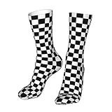 AOOEDM Calcetines a cuadros blancos y negros para mujeres y hombres Calcetines de compresión para correr Lo mejor para correr Vuelo Viajes Ciclismo Regalos