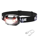 LE Linterna Frontal LED Recargable, Linterna Cabeza USB 5 Modos de Luz (Blanco y Rojo) Brillante, Impermeable IPX4, Luz Frontal Cabeza para Pesca, Ciclismo, Running, Correr, Deporte Nocturno