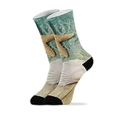 Calcetines casuales para mujer y hombre, conchas marinas con red de arena blanca, calcetines atléticos novedosos, 1 par, multicolor, L
