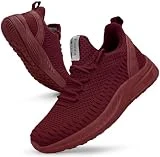 Feethit Zapatillas de Running para Mujer Transpirables Running Zapatos para Correr Gimnasio Deportives Transpirables Cómodo Atlético Trekking Ejército Rojo 39