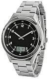 Zeit-Bar Reloj de pulsera inalámbrico para hombre, caja de acero inoxidable, con indicador de fecha y segundo