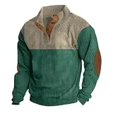 Sudadera para hombre, de invierno, para hombre, estilo vintage, cómodo, sin capucha, estilo vintage, botón, impresión vintage, manga larga, Henley suave, jersey de cuello alto, para hombre, otoño e