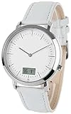 Zeit-Bar Reloj de pulsera inalámbrico para mujer, caja de acero inoxidable, con indicador de fecha y segundo