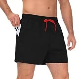 LK LEKUNI Bañadores Hombre Pantalones Cortos Hombre Deporte Shorts Impermeables de Surf Bañador Natacion Hombre Bermudas Verano Pantalon de Playa,Negro L