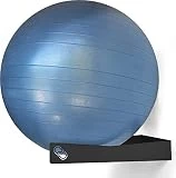 Soporte de pared para pelota de pilates, yoga, fitness, equilibrio, fisioterapia y pelota para embarazadas, 100% acero al carbono (1 UNIDAD, NEGRO)