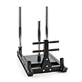 Capital Sports Sledster - Trineo entrenamiento, Trineo fitness con varillas de empuje verticales, Barra central de 50mm, Para pesas con orificio de 50,4mm, Acero macizo, Peso 40 kg, Negro