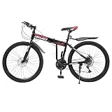 GramStudio Bicicleta de montaña de 26 pulgadas, manillar recto, 21 velocidades, bicicleta plegable, bicicleta de montaña plegable para montaña y ciudad