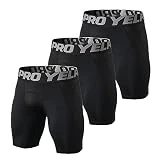 3 Piezas Mallas Running Hombre Cortas Secado Rápido Pantalones Cortos Compresión Transpirable para Ejercicio, Fitness, Gym Negro M