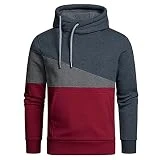 Sudadera con capucha para hombre con bloqueo de color, manga larga, informal, básica, de gran tamaño, acogedora, para correr y hacer senderismo, para hombre, Rojo-a, XL