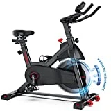 FITINDEX Bicicleta de Ejercicio Magnética para Interior, Bicicleta Estática para el Hogar, Bicicleta Giratoria con Cinturón Silencioso con Volante de Inercia de 40 Libras, Asiento Cómodo, Monitor LCD