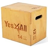 Yes4All W6P6 3 en 1 Caja Pliométrica de Madera 40,6 x 35,5 x 30,5 cm, Entrenamiento Pliométrico, Color Madera Clara, Caja de Salto