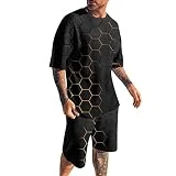 YANFJHV Chándal de talla grande para hombre 5XL – Chándal deportivo corto casual chándal de fitness chándal de dos piezas ropa de tenis ropa para correr fitness running, Negro , XL