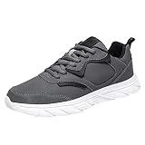 IQYU Sneakers Herren Trekkingschuhe Herren wasserdicht Wanderschuhe Herren rutschschuhe Sommer und Herbst Männer Sportschuhe SchnüRsenkel Tennisschuhe Turnschuhe Herren Leder Fitnessschuhe, gris, 42