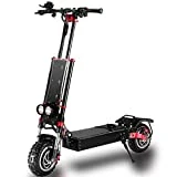 HWWH Patinete Electrico Adultos Potente Todoterreno Dual Motor Alta Gama Scooter Electrico Plegable Carga 200kg 11in Neumáticos de Vacío Todoterreno Batería de Litio de 60V 43Ah