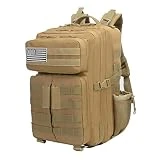 REEBOW GEAR Mochila táctica Militar 45L, Mochilas de Senderismo para Acampar, Mochila de Asalto para Senderismo al Aire Libre, Acampar, Pescar, Viajar,Khaki-45L