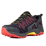 Hi-Tec Gravel Serra Zapatillas Trail Running Hombre, Calzado Trail Hombre, Calzado Senderismo Hombre (Black/Molten Lava/Spectra Yellow, Numeric_43)