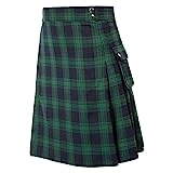 Falda para hombre vintage gótica cargo plisada medieval escocesa faldas de bolsillo de moda ropa hombres medievales Escocia plisada punk vintage tartán kilt, verde, XXXL