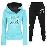 POLPqeD 2024 Mujer Completo Chándal Mujer Invierno Original Divertido Estampado Conjunto Ropa Color sólido Hoodie Sweatshirt Otoño Invierno Chándales Sudadera con Capucha Top + Pantalones Fitness