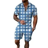 KUAKEA Chándal de verano suelto con estampado de bloques de color 2 piezas Conjunto de polo de manga corta y pantalón corto Conjunto de hip hop 5XL