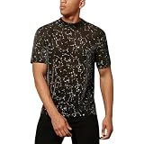 IOFEER Camiseta de manga corta para hombre, cuello redondo, suelta, casual, de secado rápido, transpirable, para deportes al aire libre, Negro, XXL