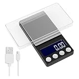 BLASHRD BáSculas de Cocina Digitales, BáScula de Bolsillo Recargable USB 500G / 0.01G Mini BáScula de JoyeríA ElectróNica BáScula de Gramos de Alimentos