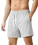 Casey Kevin Pantalones Deportivos Cortos Hombre Algodón Verano Deporte Shorts Culturismo Gimnasio con Bolsillo con Cremallera para Entrenamiento Fitness Running