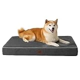 EHEYCIGA Cama Perro Grande Impermeable, Colchon Perro Ortopedica Espuma Viscoelástica, Colchoneta Cojin Perro con Lavable Desmontable Funda, Gris Oscuro, 89x58x7.5cm