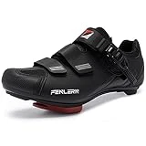 FATES TEX Zapatillas de Bicicleta Hombre Transpirable Zapatillas de Ciclismo MTB Fondo Duro Compatible con Accesorios Comunes (Negro,40 EU)
